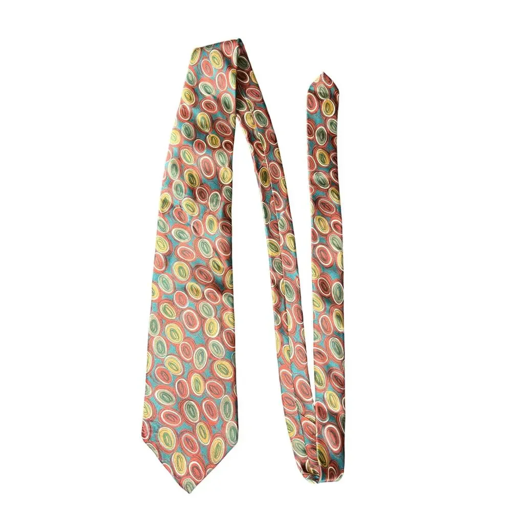 Christian Dior Monsier Paisley Circle Design Silk Necktie Red